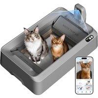 PETKIT Crystal Litter Self Cleaning Cat Litter Tray, Non-Clumping Silica Gel Cat Litter Box, Low Dust, Long-Lasting Odor Control, Automatic Litter Tra