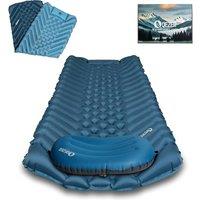 Ultralight Sleeping Mat with Seperate Pillow, only 500g Lightweight and Compact Sleeping Pad for Outdoor Backpacking, Hiking and Traveling (Blue-Recta