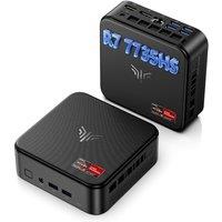 NiPoGi E3B Mini PC AMD Ryzen 7 7735HS(up to 4.75GHz 8C/16T) Mini Computer 24GB LPDDR5 512GB SSD Mini PC Windows 11 Pro Radeon 680M Graphics/4K Triple