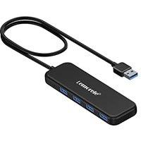 Lemorele 4-Port USB 3.0 Hub, Slim & Portable USB Data Hub with 4 USB Type-A Ports, Supports Up to 5Gbps Transfer Speed, Compatible with Laptops, Deskt