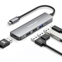 Lemorele USB-C Hub - 5-in-1 Multiport Adapter, 100W PD, 4K HDMI, 3 USB-A Data Ports, Compatible with M1/M2 MacBook Air, Galaxy S23, Surface Go, iPad P