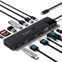Docking Station, (2025 Upgrade) Lemorele Usb C Hub 13-in-1,Triple Display Adapter with 2 x 4K Dual HDMI, VGA, 5 x USB A, 100 W PD, USB C Data, SD/TF,