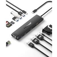 Lemorele Docking Station USB C Hub (13-in-1),Dual 4K HDMI,VGA,Gigabit Ethernet,10 Gbps Type-C 3.2,4 USB 3.2/2.0,PD 100W, Audio, SD/TF for Windows, Mac