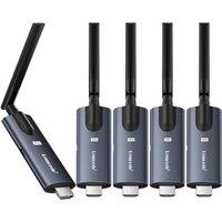 Lemorele Wireless HDMI Transmitter and 4 Receivers,Support Wireless Receiving APP TuTuPlay 5G 656ft 1080P HD,for Streaming Video&Audio to HDTV/Project