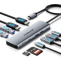 Lemorele Aluminum Docking Station Dual HDMI, 10-in-1 USB C Hub to 2 HDMI 4K, 4 USB 3.0/2.0, 100W PD Fast Charging, SD/TF Dual Display Multiport Adapte