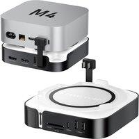 Lemorele Mac mini M4 Docking Station-Dual 4K@60Hz Display (HDMI 2.0 & DisplayPort 1.4), 10Gbps M.2 NVMe SSD Slot, 4x USB 3.2/3.0 Ports, SD/TF 3.0 Card
