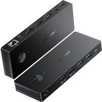 USB C Docking Station Triple Monitor, Lemorele 13 in 1 Laptop Docking Station with 2* 4KHDMI,DP/Displayport, 4*USB, USB-C 3.0, Gigabit Ethernet,100W P