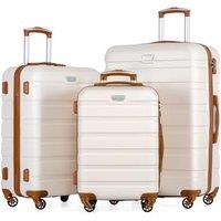COOLIFE 3 Piece Luggage Set for Family Travel, Overseas Travel, ABS+PC, Lightweight Durable Suitcase with 360Rubber Spinner Wheels, YKK Zipper, Tele