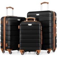 COOLIFE 3 Piece Luggage Set for Family Travel, Overseas Travel, ABS+PC, Lightweight Durable Suitcase with 360Rubber Spinner Wheels, YKK Zipper, Tele