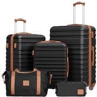 COOLIFE Suitcase Set 5 PCS - 20/24 / 28 Lightweight Luggage Set + Travel Bag & Toiletry Bag, Suitcases with TSA Lock + 360 Wheels for Family Travel