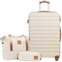 COOLIFE Suitcase Set 3 PCS - 28 Hard Shell Lightweight ABS Luggage + Travel Bag & Toiletry Bag, Large Suitcase with TSA Lock, 360 Wheels for Travel