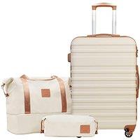 COOLIFE Suitcase Set 3 PCS - 24 Hard Shell Lightweight ABS Luggage + Travel Bag & Toiletry Bag, Medium Suitcase with TSA Lock, 360 Wheels for Trave