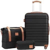 COOLIFE Suitcase Set 3 PCS - 24 Hard Shell Lightweight ABS Luggage + Travel Bag & Toiletry Bag, Medium Suitcase with TSA Lock, 360 Wheels for Trave