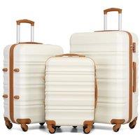 COOLIFE 3 Piece Hardshell Luggage Set, Suitcase Set with Smooth Spinner Wheels, TSA Lock, Scratch-Resistant, Durable ABS+PC Suitcase Set for Family Ho