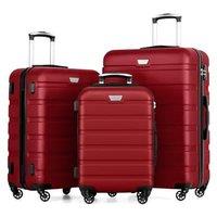 COOLIFE 3 Piece Luggage Set for Family Travel, Overseas Travel, ABS+PC, Lightweight Durable Suitcase with 360Rubber Spinner Wheels, YKK Zipper, Tele