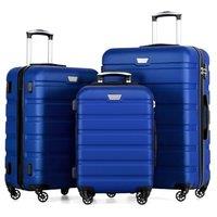 COOLIFE 3 Piece Luggage Set for Family Travel, Overseas Travel, ABS+PC, Lightweight Durable Suitcase with 360Rubber Spinner Wheels, YKK Zipper, Tele