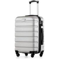 COOLIFE Suitcase Trolley Carry On Hand Cabin Luggage Hard Shell Travel Bag Lightweight with TSA Lock and Durable 4 Spinner Wheels (Bright Silver, S(56