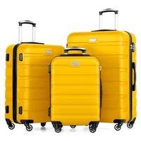 COOLIFE 3 Piece Luggage Set for Family Travel, Overseas Travel, ABS+PC, Lightweight Durable Suitcase with 360Rubber Spinner Wheels, YKK Zipper, Tele