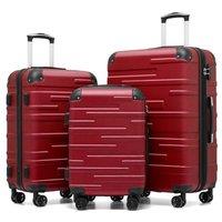 COOLIFE Hard Shell Suitcase with TSA Lock and 4 Spinner Wheels Lightweight Durable (Spinel red, 3 Pcs Set) Spinel Red 3 PCS Set