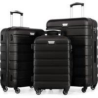 COOLIFE 3 Piece Luggage Set for Family Travel, Overseas Travel, ABS+PC, Lightweight Durable Suitcase with 360Rubber Spinner Wheels, YKK Zipper, Tele