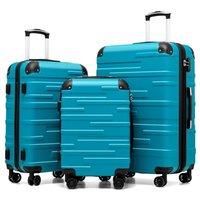 COOLIFE Hard Shell Suitcase with TSA Lock and 4 Spinner Wheels Lightweight Durable (Turquoise Green, 3 Pcs Set) Turquoise Green 3 PCS Set