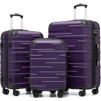COOLIFE Hard Shell Suitcase with TSA Lock and 4 Spinner Wheels Lightweight Durable (Grayish Purple, 3 Pcs Set) Grayish Purple 3 PCS Set