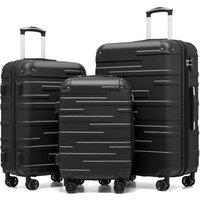 COOLIFE Hard Shell Suitcase with TSA Lock and 4 Spinner Wheels Lightweight Durable (Grey, 3 Pcs Set) Grey 3 PCS Set