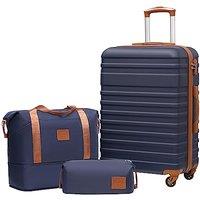 COOLIFE Suitcase Set 3 PCS - 24" Hard Shell Lightweight ABS Luggage + Travel Bag & Toiletry Bag, Medium Suitcase with TSA Lock, 360 Wheels for Trave
