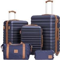 COOLIFE Suitcase Set 5 PCS - 20/24 / 28" Lightweight Luggage Set + Travel Bag & Toiletry Bag, Suitcases with TSA Lock + 360 Wheels for Family Travel