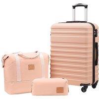COOLIFE Suitcase Set 3 PCS - 24" Hard Shell Lightweight ABS Luggage + Travel Bag & Toiletry Bag, Medium Suitcase with TSA Lock, 360 Wheels for Trave