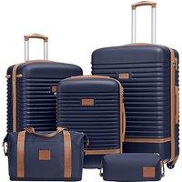 COOLIFE Suitcase Set 5PC: 28/24/20" + Weekenders, ABS Hard Shell Lightweight, 360Wheels & TSA Locks Travel Luggage Sets - for Europe, Cruise, Study
