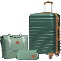 COOLIFE Suitcase Set 3 PCS - 24" Hard Shell Lightweight ABS Luggage + Travel Bag & Toiletry Bag, Medium Suitcase with TSA Lock, 360 Wheels for Trave