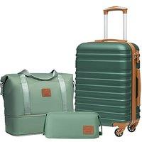 COOLIFE Suitcase Set 3 PCS - 20" Hard Shell Lightweight ABS Luggage + Travel Bag & Toiletry Bag, Small Suitcase Carry on with TSA Lock, 4 Wheels for T