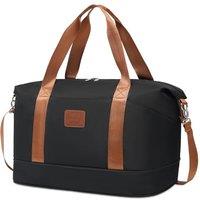 COOLIFE Easyjet Cabin Bag 45x36x20, Travel Bag with Trolley Sleeve, Travel Holdall Carry-on Hand Luggage, Weekend Bags for Women (Black) 25L(45x36x20c