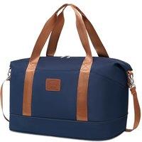 COOLIFE Easyjet Cabin Bag 45x36x20, Travel Bag with Trolley Sleeve, Travel Holdall Carry-on Hand Luggage, Weekend Bags for Women (Blue) 25L(45x36x20cm