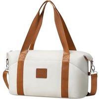 COOLIFE Ryanair Cabin Bags 40x30x20, Cabin Bag with Trolley Sleeve, Travel Holdall Carry-on Hand Luggage, Weekend Bags for Women (White) 20L(40x25x20c