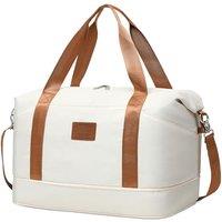 COOLIFE Easyjet Cabin Bag 45x36x20, Travel Bag with Trolley Sleeve, Travel Holdall Carry-on Hand Luggage, Weekend Bags for Women (White) 25L(45x36x20c