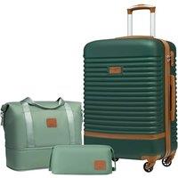 COOLIFE Suitcase Set 3PC - 24" Lightweight ABS Hard Shell Luggage + Travel Bag Medium Suitcase with 360 Wheels, TSA Locks for Family Travel, Crui