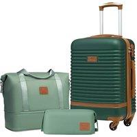 COOLIFE Suitcase Set 3PC - 20" Lightweight ABS Hard Shell Luggage + Travel Bag Small Suitcase with 360 Wheels, TSA Locks for Family Travel, Cruis