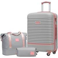 COOLIFE Suitcase Set 3PC - 24" Lightweight ABS Hard Shell Luggage + Travel Bag Medium Suitcase with 360 Wheels, TSA Locks for Family Travel, Crui