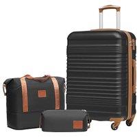 COOLIFE Suitcase Large, 24-Inch Luggage Sets 3 Piece Suitcase Set ABS Hard Shell, Trolley Carry On Suitcase with Expandable Travel Duffels Bag  Toi