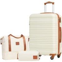 COOLIFE Suitcase Large, 24-Inch Luggage Sets 3 Piece Suitcase Set ABS Hard Shell, Trolley Carry On Suitcase with Expandable Travel Duffels Bag  Toi
