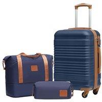 COOLIFE Carry on Suitcase, 20-Inch Luggage Sets 3 Piece Suitcase Set ABS Hard Shell, Cabin Suitcase with Expandable Travel Duffels Bag  Toiletry Ba