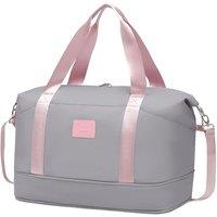 COOLIFE Easyjet Cabin Bag 45x36x20, Travel Bag with Trolley Sleeve, Travel Holdall Carry-on Hand Luggage, Weekend Bags for Women (Grey/Pink) 25L(45x36