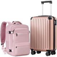 COOLIFE Cabin Suitcase 55X35X20cm + 20L Cabin Bag(40X25X20cm) for Ryanair & EasyJet, ABS Hard Shell Lightweight,4 Dual Wheels & TSA Lock - for Europe,