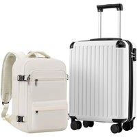 COOLIFE Cabin Suitcase 55X40X20cm + 20L Cabin Backpack(40X25X20cm) for Ryanair & EasyJet, ABS Hard Shell Lightweight, 4 Dual Wheels & TSA Lock - for E