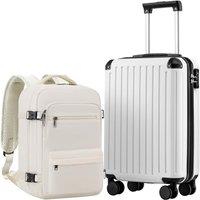 COOLIFE Cabin Suitcase 55X35X20cm + 20L Cabin Bag(40X25X20cm) for Ryanair & EasyJet, ABS Hard Shell Lightweight,4 Dual Wheels & TSA Lock - for Europe,