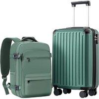 COOLIFE Cabin Suitcase 55X35X20cm + 20L Cabin Bag(40X25X20cm) for Ryanair & EasyJet, ABS Hard Shell Lightweight,4 Dual Wheels & TSA Lock - for Europe,