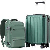 COOLIFE Cabin Suitcase 55X40X20cm + 20L Cabin Backpack(40X25X20cm) for Ryanair & EasyJet, ABS Hard Shell Lightweight, 4 Dual Wheels & TSA Lock - for E