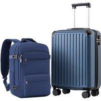 COOLIFE Cabin Suitcase 55X40X20cm + 20L Cabin Backpack(40X25X20cm) for Ryanair & EasyJet, ABS Hard Shell Lightweight, 4 Dual Wheels & TSA Lock - for E